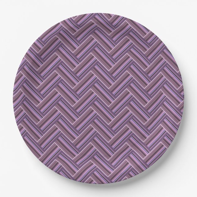 Mauve stripes double weave pattern paper plate (Front)