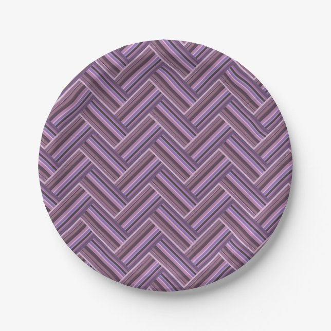 Mauve stripes double weave pattern paper plate (Front)