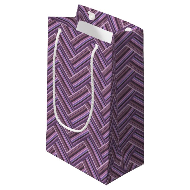 Mauve stripes double weave pattern small gift bag (Front Angled)
