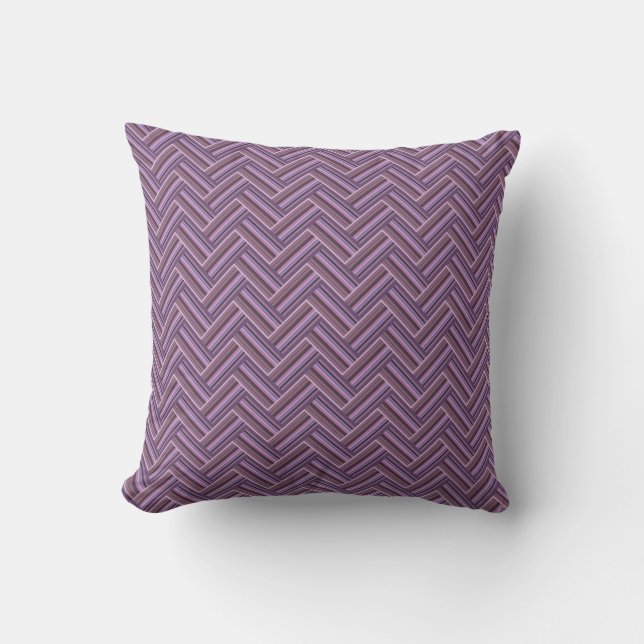 Mauve stripes double weave pattern throw pillow (Front)