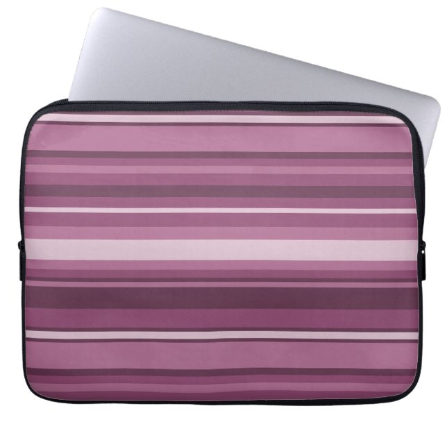 Mauve stripes laptop sleeve (Front)