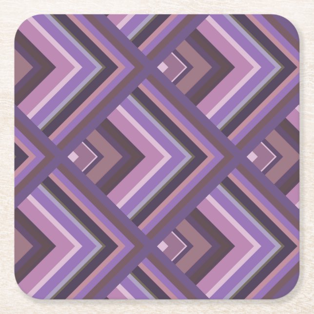 Mauve stripes scale pattern square paper coaster (Front)
