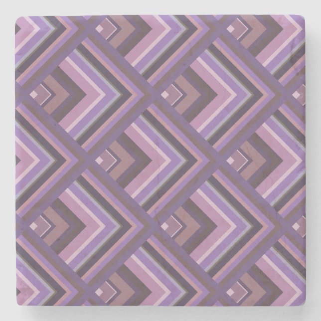 Mauve stripes scale pattern stone coaster (Front)