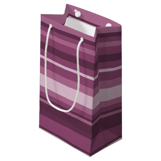 Mauve stripes small gift bag (Front Angled)
