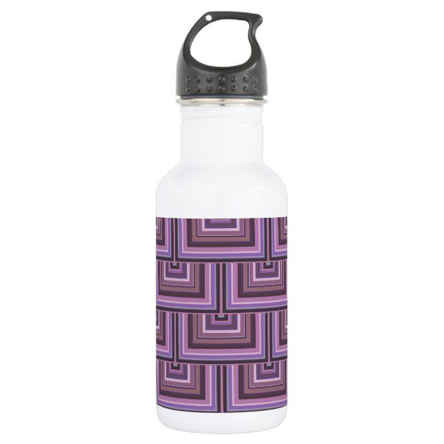 Mauve stripes square scales pattern 532 ml water bottle (Front)