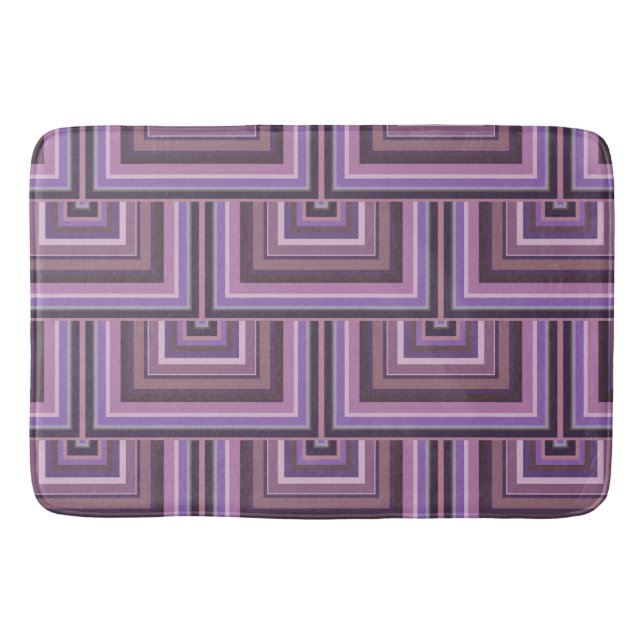 Mauve stripes square scales pattern bath mat (Front)