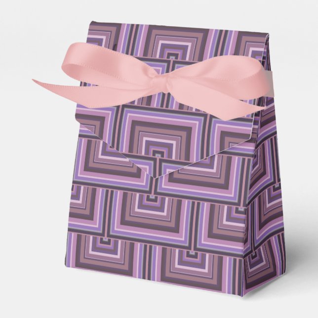 Mauve stripes square scales pattern favor box (Front Side)