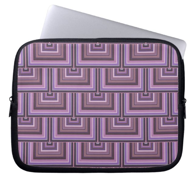 Mauve stripes square scales pattern laptop sleeve (Front)
