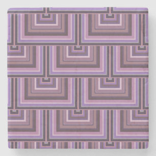 Mauve stripes square scales pattern stone coaster