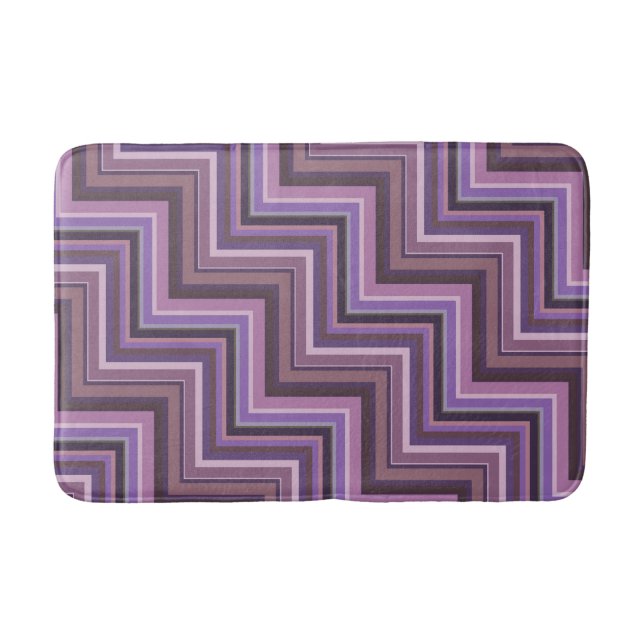 Mauve stripes stairs pattern bath mat (Front)