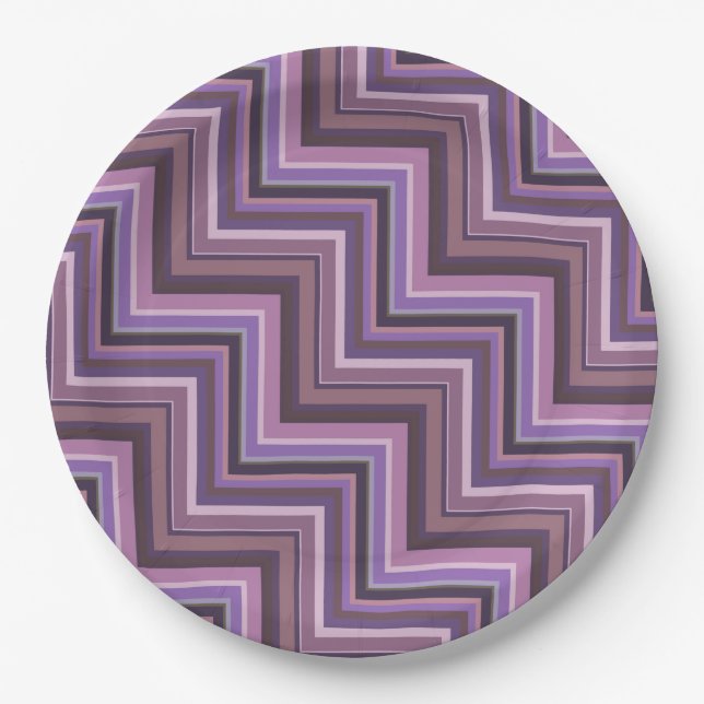 Mauve stripes stairs pattern paper plate (Front)