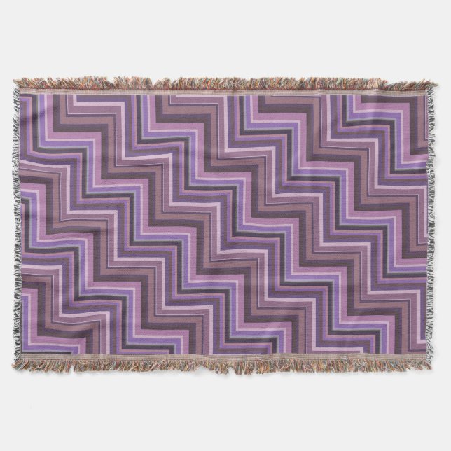 Mauve stripes stairs pattern throw blanket (Front)