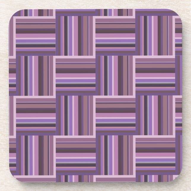 Mauve stripes weave pattern coaster (Front)