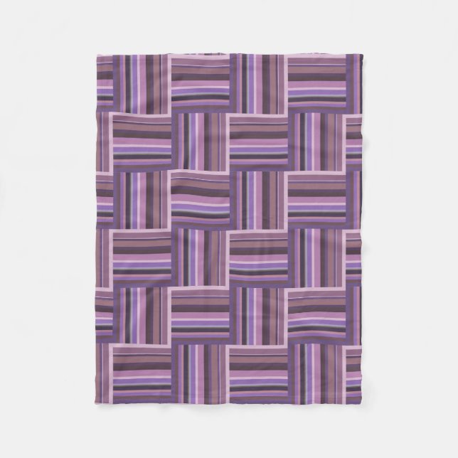 Mauve stripes weave pattern fleece blanket (Front)