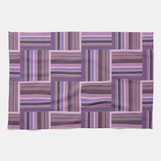 Mauve stripes weave pattern kitchen towel (Horizontal)
