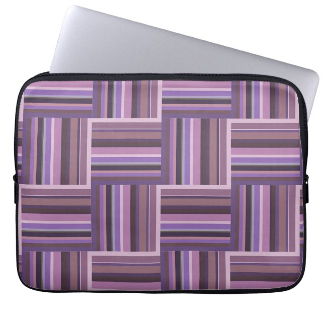 Mauve stripes weave pattern laptop sleeve (Front)