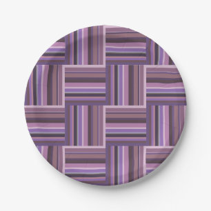 Mauve stripes weave pattern paper plate
