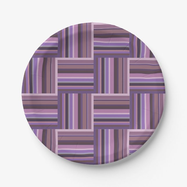 Mauve stripes weave pattern paper plate (Front)