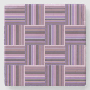 Mauve stripes weave pattern stone coaster
