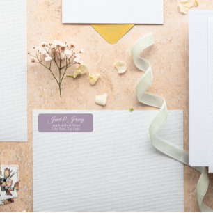 Mauve Stylized Names Wedding Return Address
