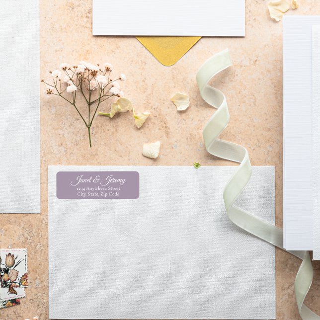Mauve Stylized Names Wedding Return Address (In Situ Wedding)