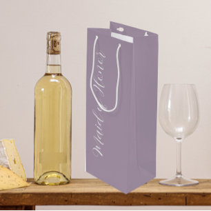 Mauve Stylized Script Maid of Honour Wine Gift Bag