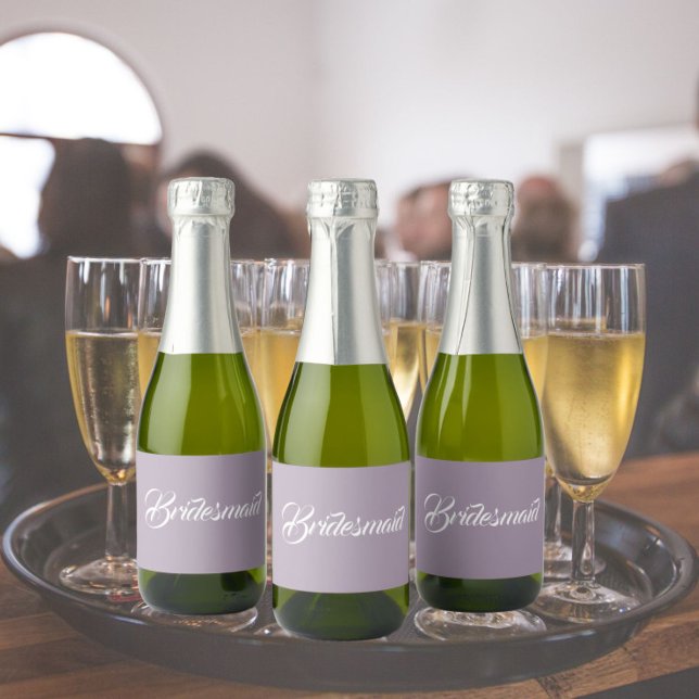 Mauve Stylized Script Wedding Bridesmaid Sparkling Wine Label (In Situ Wedding)