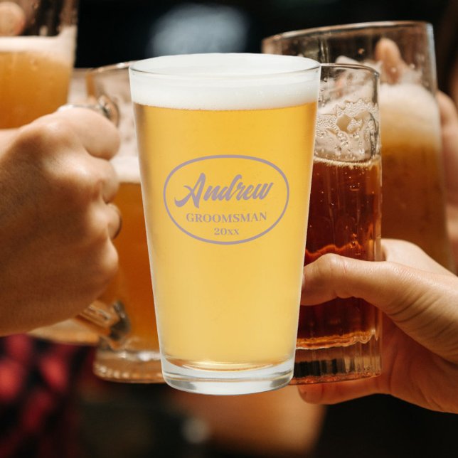 Mauve Stylized Wedding Groomsman Glass (In Situ)