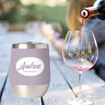 Mauve Stylized Wedding Groomsman Name<br><div class="desc">Gift your wedding groomsman with this trendy and personalized,  stainless steel wine tumbler with his name in stylized script inside a white,  oval design. Background colour and script is mauve. Personalize your wine tumbler by editing and replacing name with desired name. Available in many,  popular wedding colour schemes.</div>