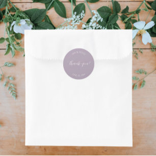 Mauve Stylized Wedding Thank You Classic Round Sticker