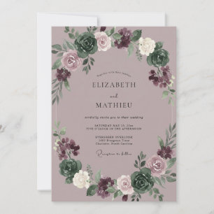 Mauve Succulent Wreath Wedding Invitation