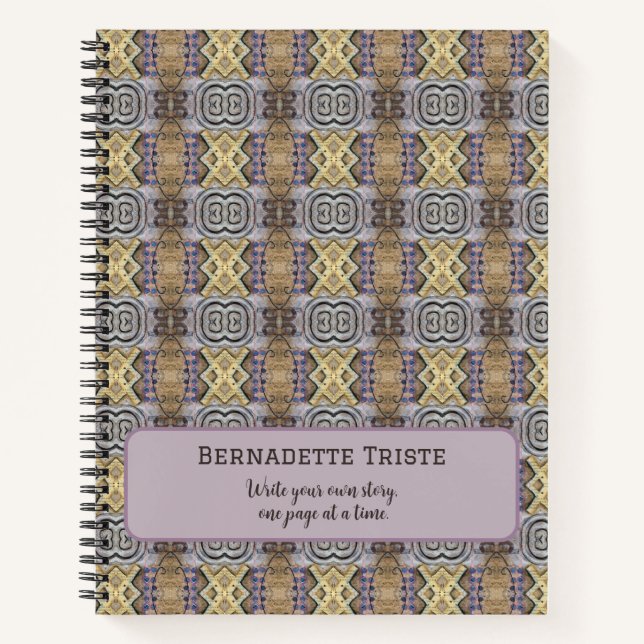 Mauve Tan Brown Geometric Seamless Pattern Notebook (Front)