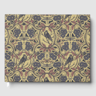 Mauve, Tan & Grey Crow & Dragonfly Floral Guest Book