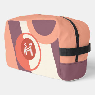 Mauve Taupe Peach Orange Coral Red Retro Shapes Dopp Kit