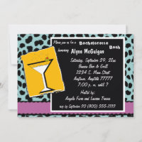 Mauve Teal and Orange Leopard Party Invitation
