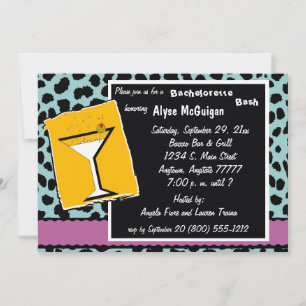 Mauve Teal and Orange Leopard Party Invitation