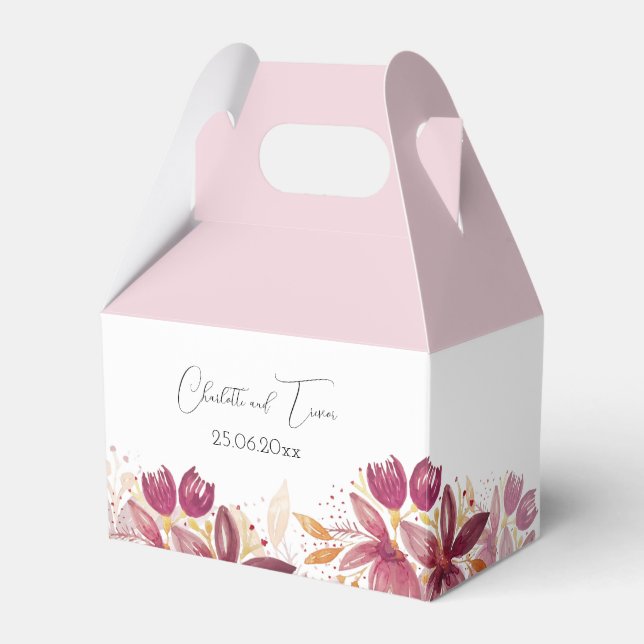 Mauve Terracotta Blush Floral Elegant Favor Box (Front Side)