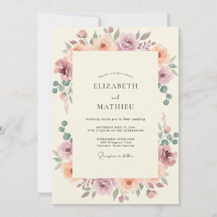 Mauve Terracotta Peony Wedding Invitation