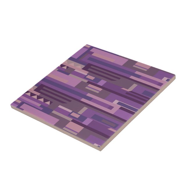 Mauve tones abstract geometric random pattern tile (Side)