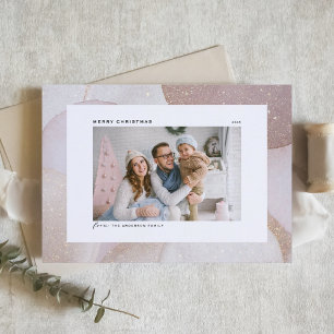 Mauve Tones and Glitter Accents Photo Christmas Holiday Card