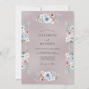 Mauve Tranquil Floral Wedding Invitation