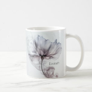 Mauve Transparent Haze Flower   Your Name Monogram Coffee Mug