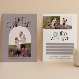 Mauve Typography Photography Gift Certificate