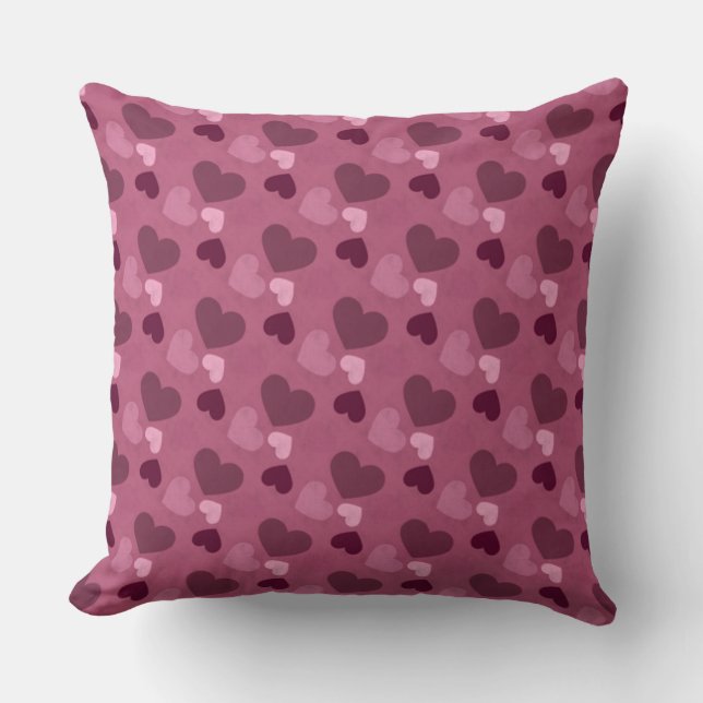 Mauve Valentine Heart Throw Pillow (Front)