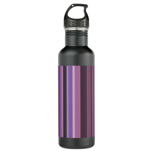 Mauve vertical stripes 710 ml water bottle (Front)