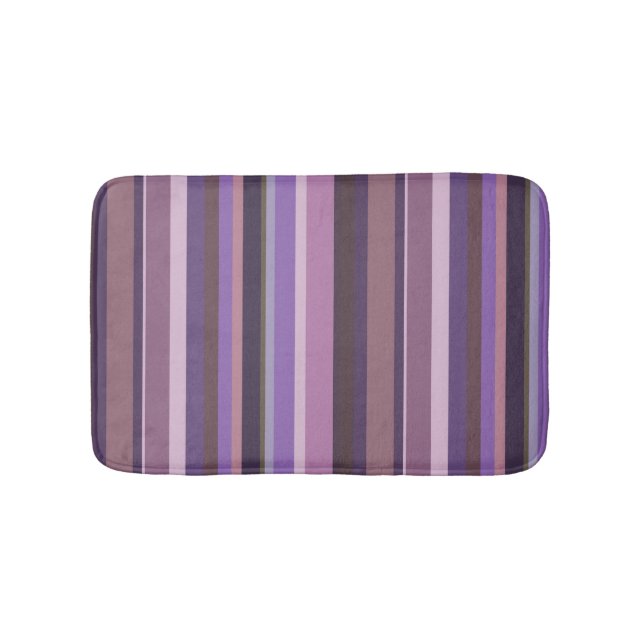 Mauve vertical stripes bath mat (Front)