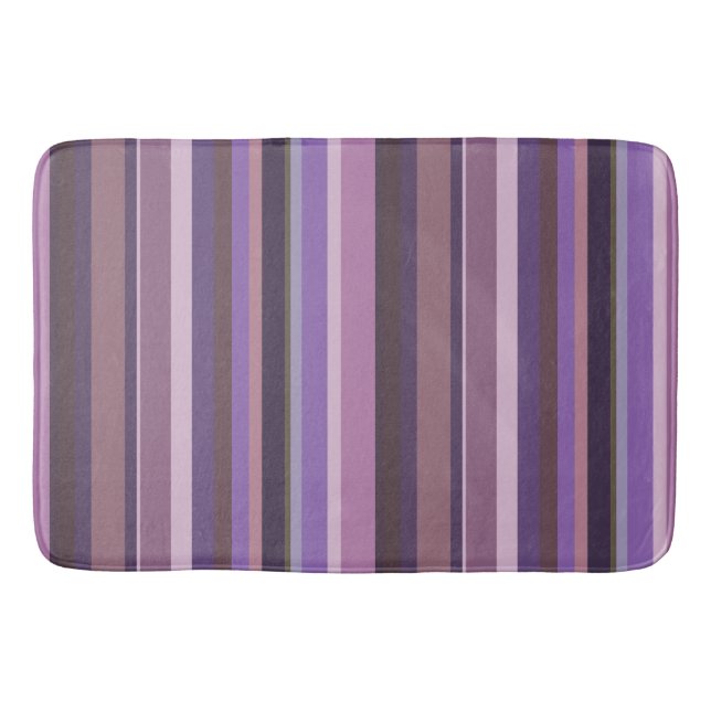 Mauve vertical stripes bath mat (Front)