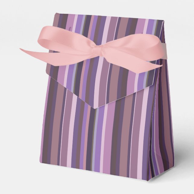 Mauve vertical stripes favor box (Front Side)