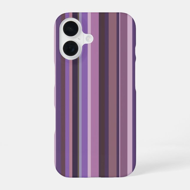 Mauve vertical stripes iPhone 16 case (Back)