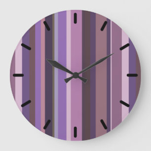Mauve vertical stripes large clock